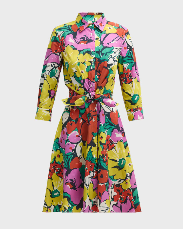Dralla57 Floral-Print Poplin Midi Shirtdress